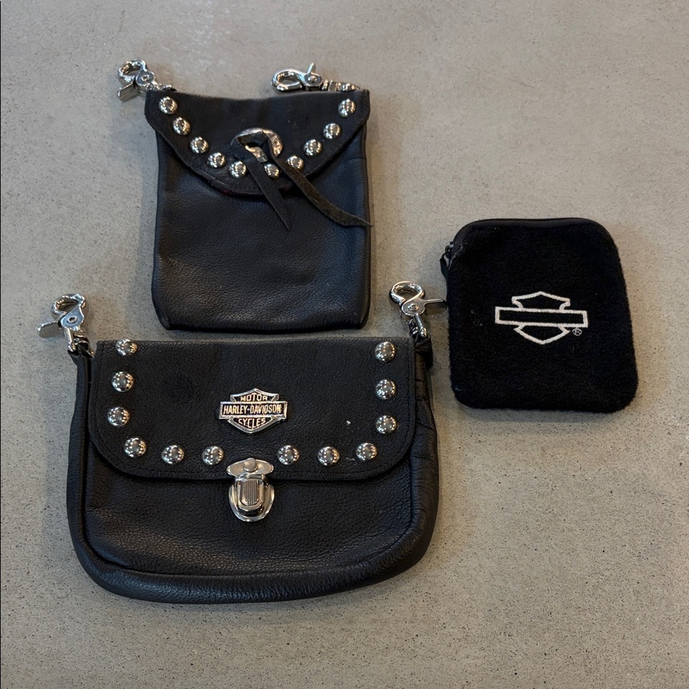 Harley-Davidson Black Studded Clutch and Wristlet Set